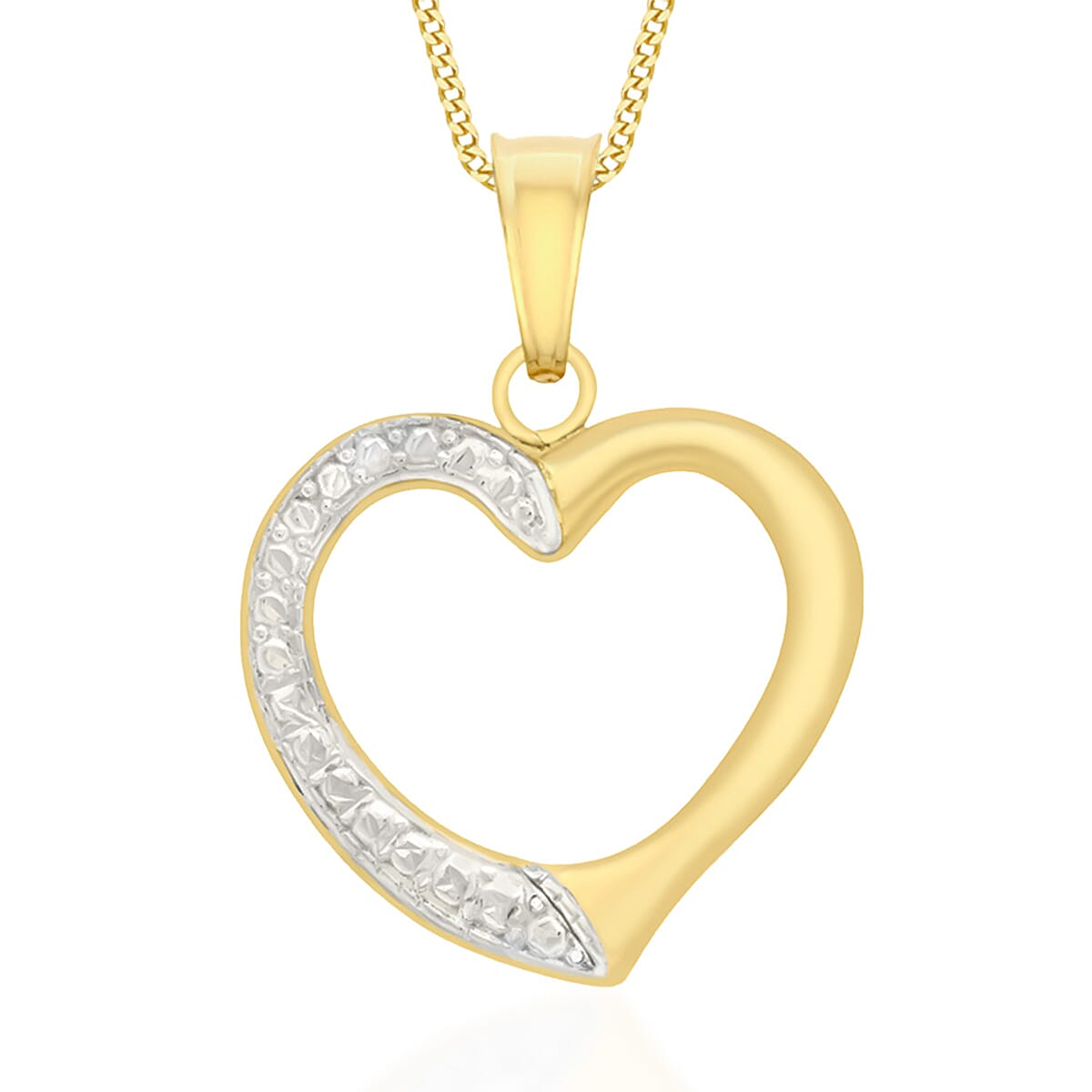 Designer Inspired - 9K Yellow &amp; White Gold Open-Heart Pendant 8114946 0