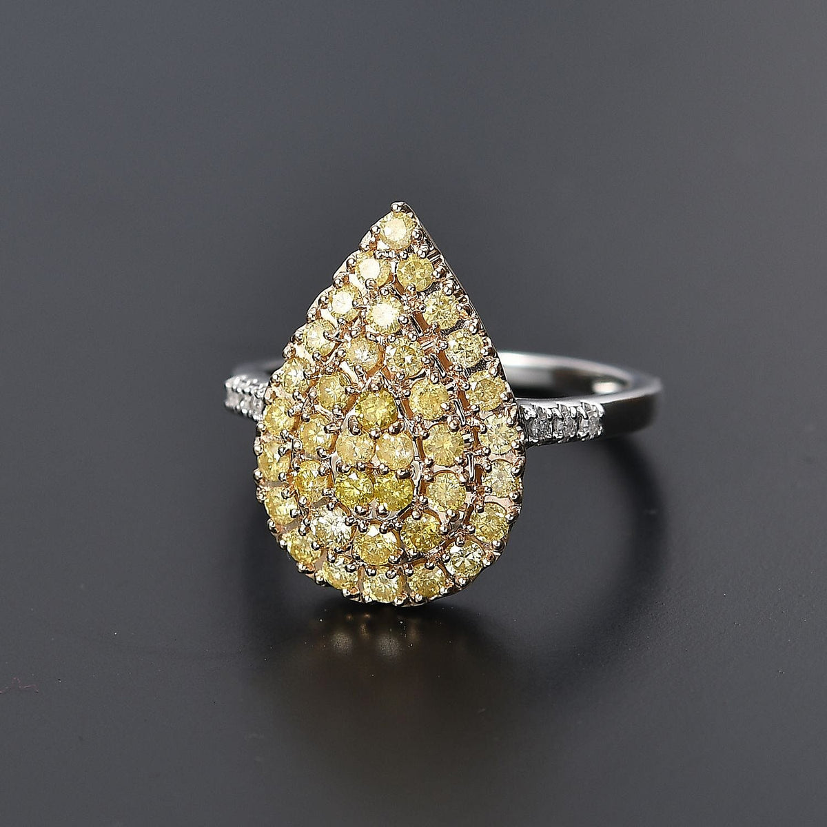 9K Yellow and White Gold SGL Certified Natural Yellow Diamond and White Diamond Cluster Ring 8050147 1