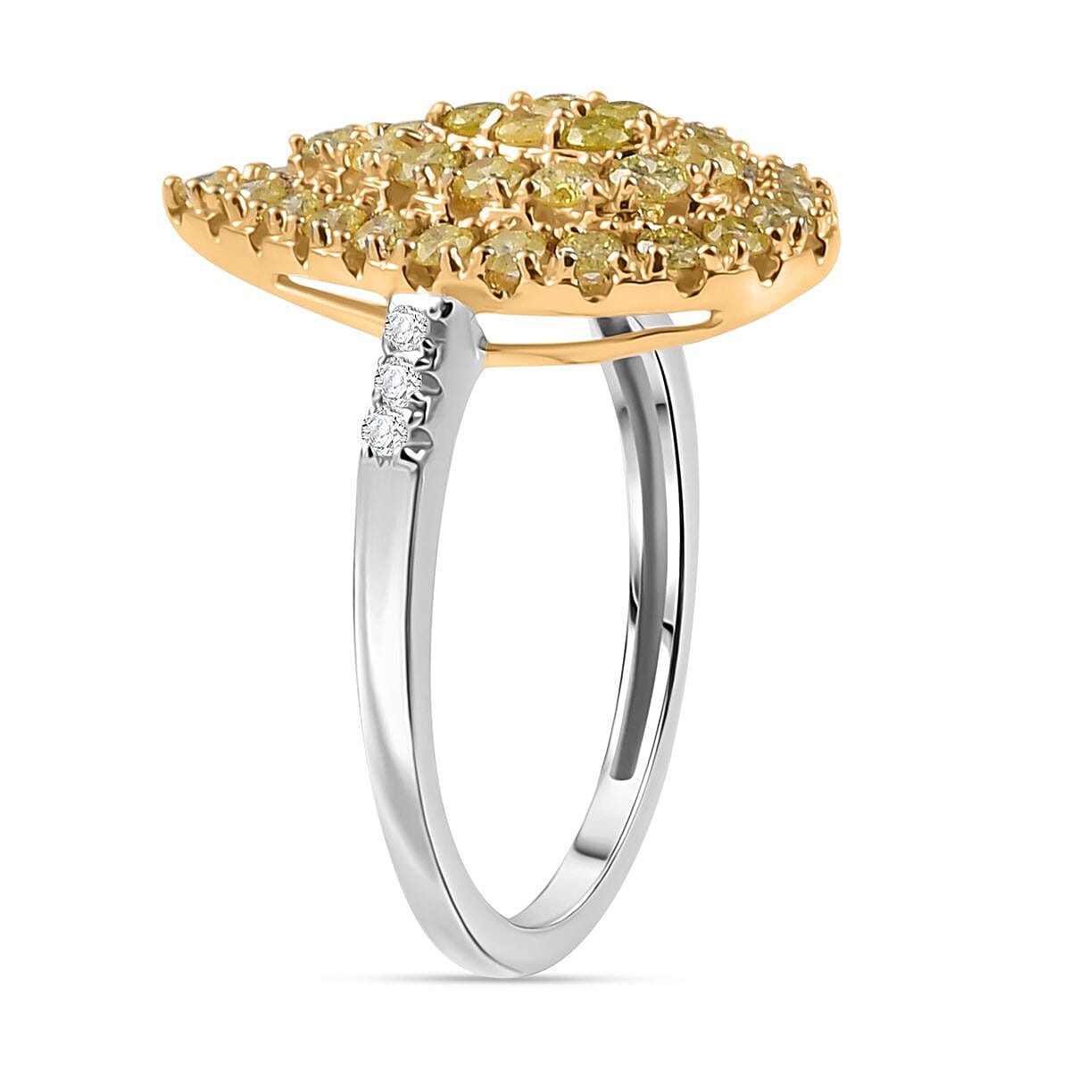9K Yellow and White Gold SGL Certified Natural Yellow Diamond and White Diamond Cluster Ring 8050147 3