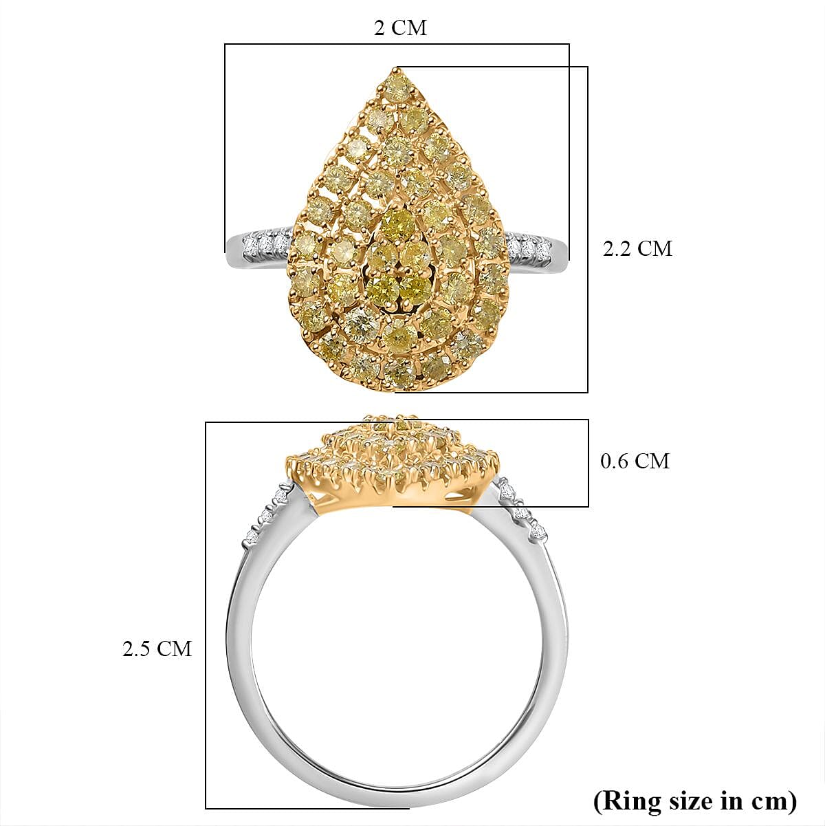 9K Yellow and White Gold SGL Certified Natural Yellow Diamond and White Diamond Cluster Ring 8050147 5