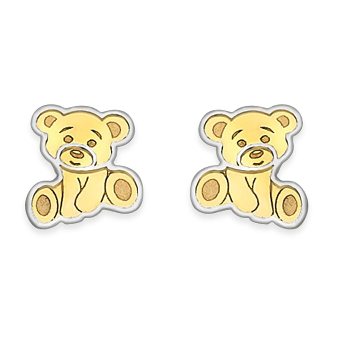 9K Yellow &amp; White Gold Teddy Earring with Push Back 8312993 1