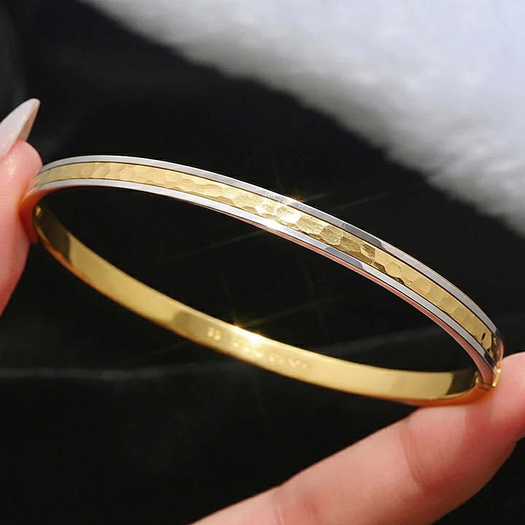 9K Yellow and White Gold Bangle 8376233 1