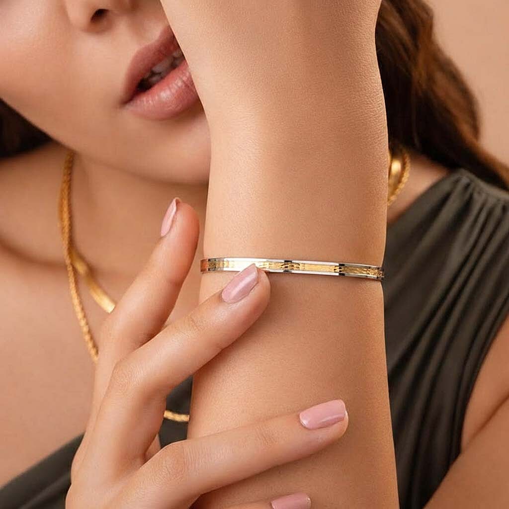 9K Yellow and White Gold Bangle 8376233 2