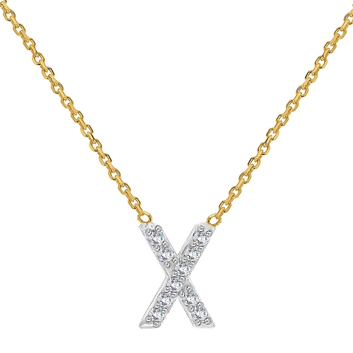 9K Yellow and White Gold With VS SI Diamond Mini Initial 'X' Necklace 17 Inch 7212249 3