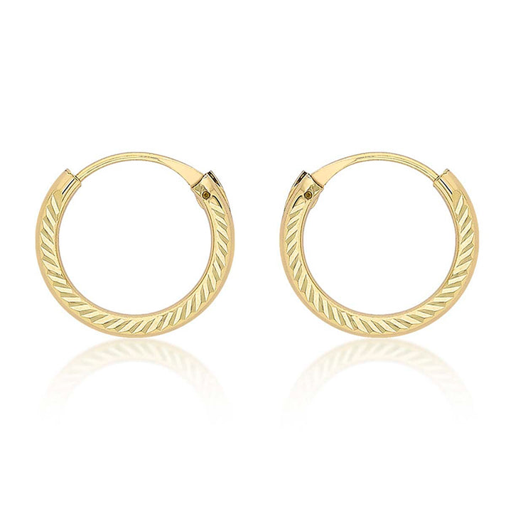 9k Yellow Gold Diamond Cut Sleeper  Earrings 6092907 1