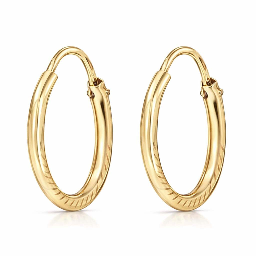 9k Yellow Gold Diamond Cut Sleeper  Earrings 6092907 3
