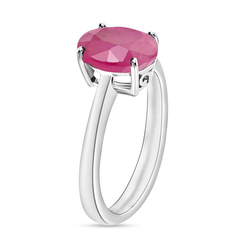 A  Mozambique Ruby  Solitaire Ring in Platinum Overlay Sterling Silver 2.60 ct  2.600  Ct.