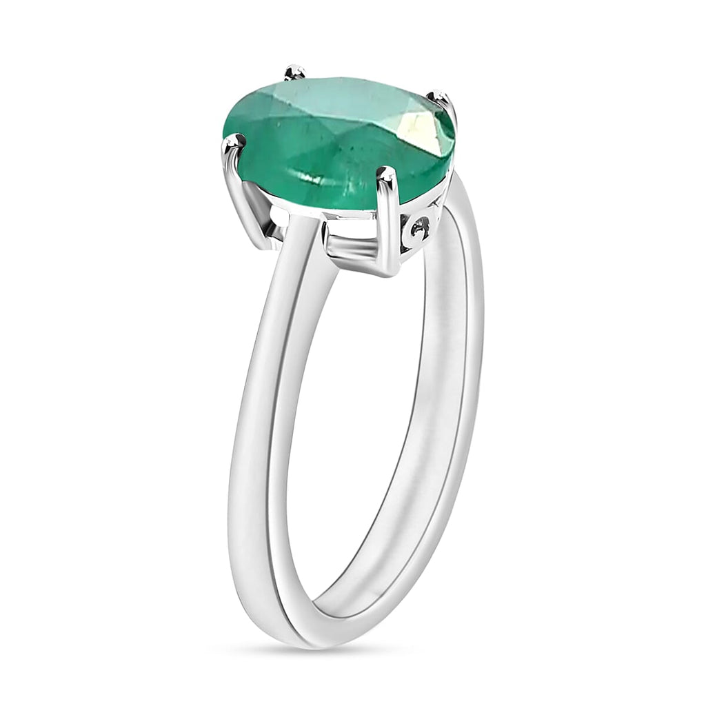A  Zambian Emerald  Solitaire Ring in Platinum Overlay Sterling Silver 1.80 ct  1.860  Ct.