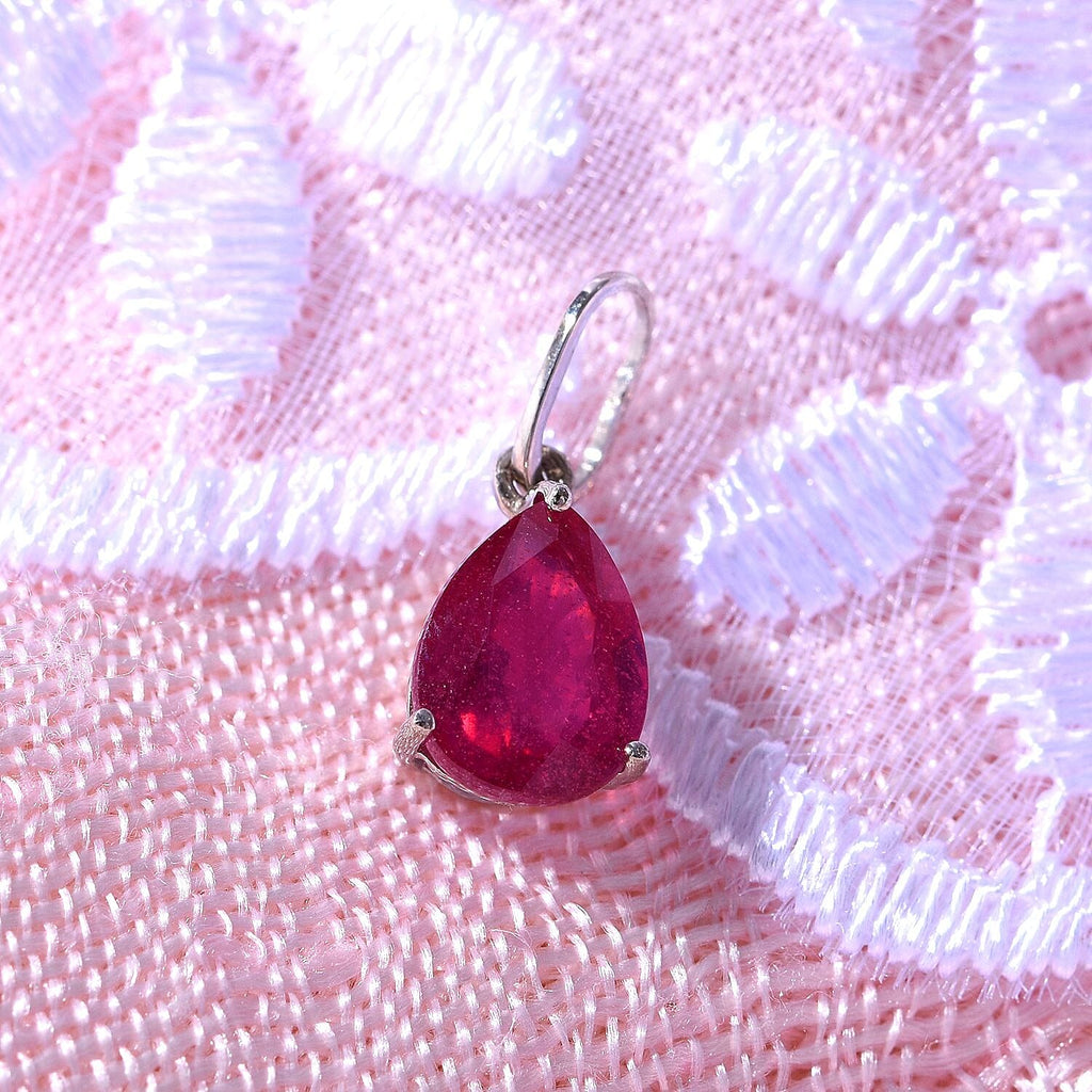 African Ruby Solitaire Pendant in Sterling Silver 1.50 Ct.