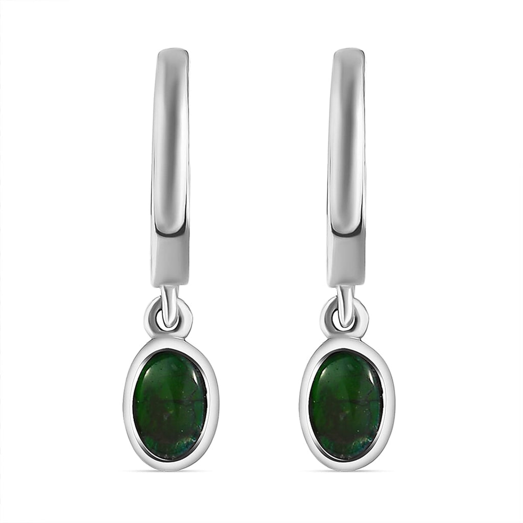 AA Ammolite Dangling Earrings (with Clasp) in Platinum Overlay Sterling Silver 1.00 Ct.
