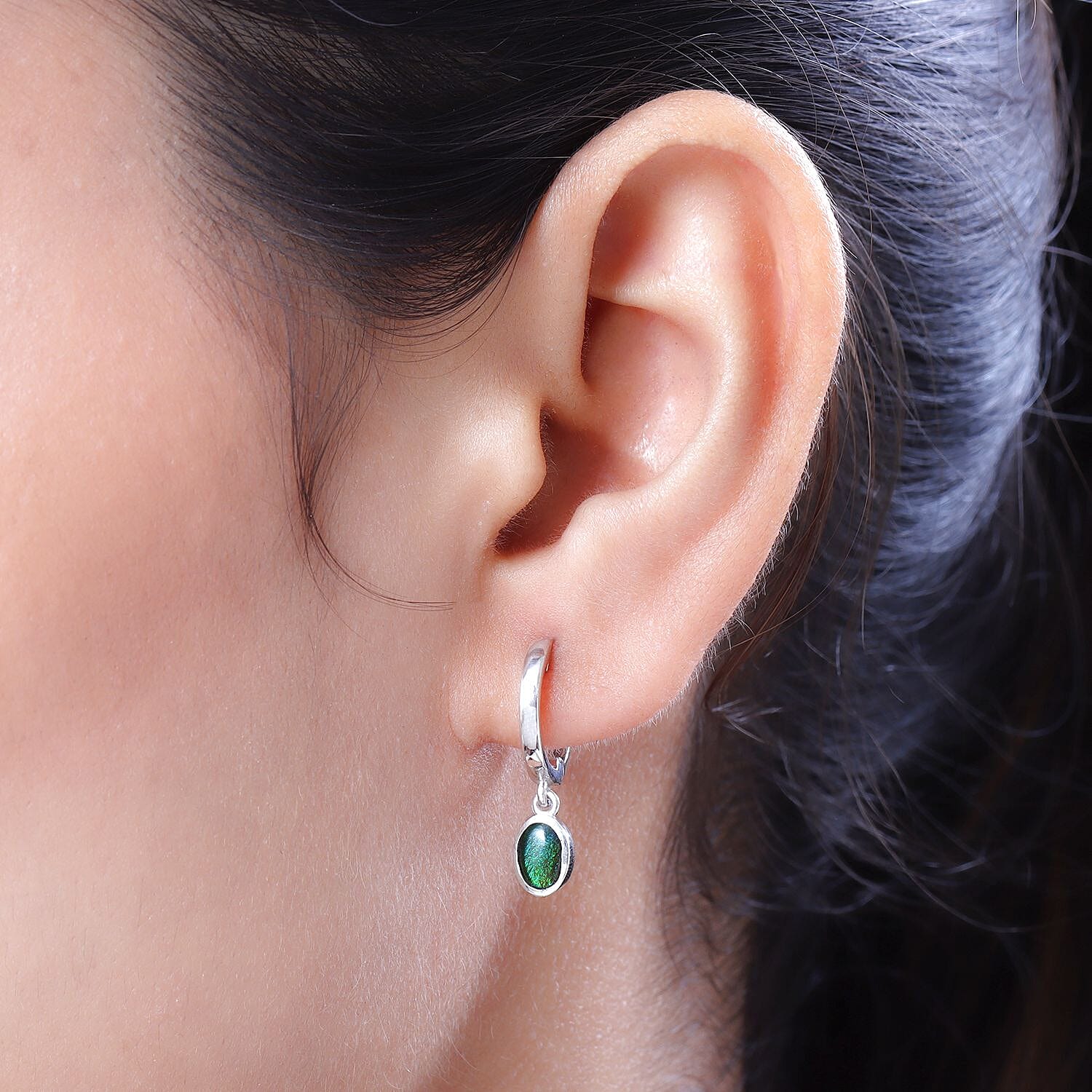 AA Ammolite Dangling Earrings (with Clasp) in Platinum Overlay Sterling Silver 1.00 Ct. 7020298 3