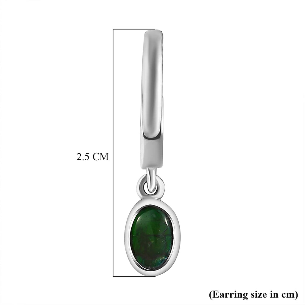 AA Ammolite Dangling Earrings (with Clasp) in Platinum Overlay Sterling Silver 1.00 Ct.
