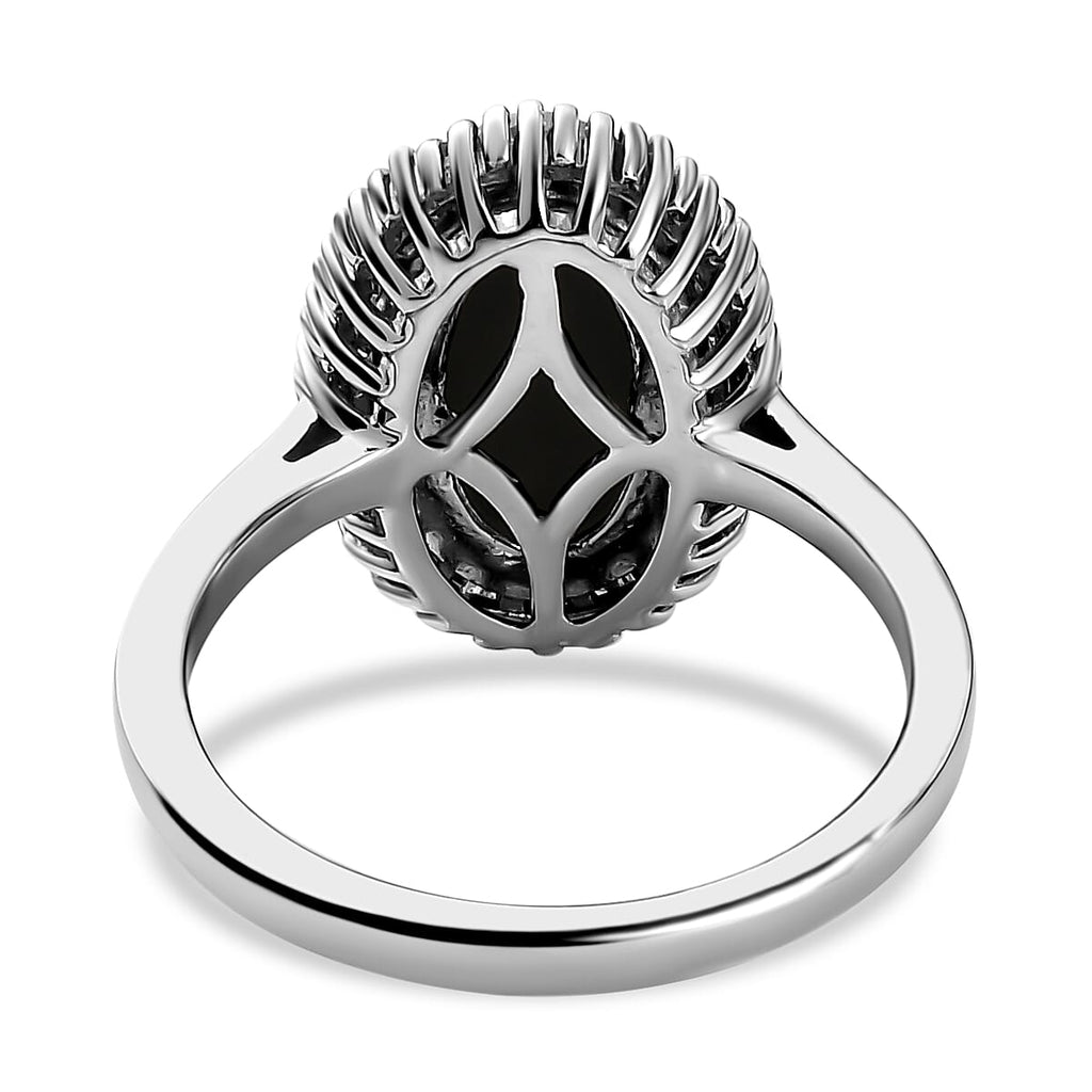 Ammolite and Diamond Ring in Platinum Overlay Sterling Silver 2.46 Ct.