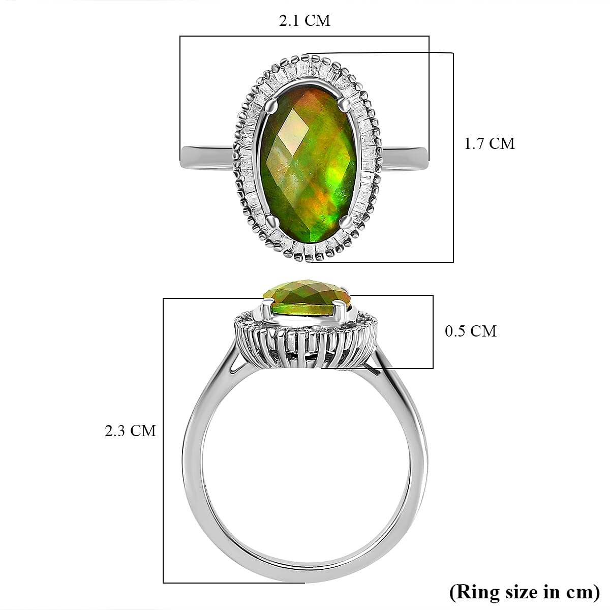 Ammolite and Diamond Ring in Platinum Overlay Sterling Silver 2.46 Ct. 7073370 6