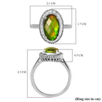 Ammolite and Diamond Ring in Platinum Overlay Sterling Silver 2.46 Ct.