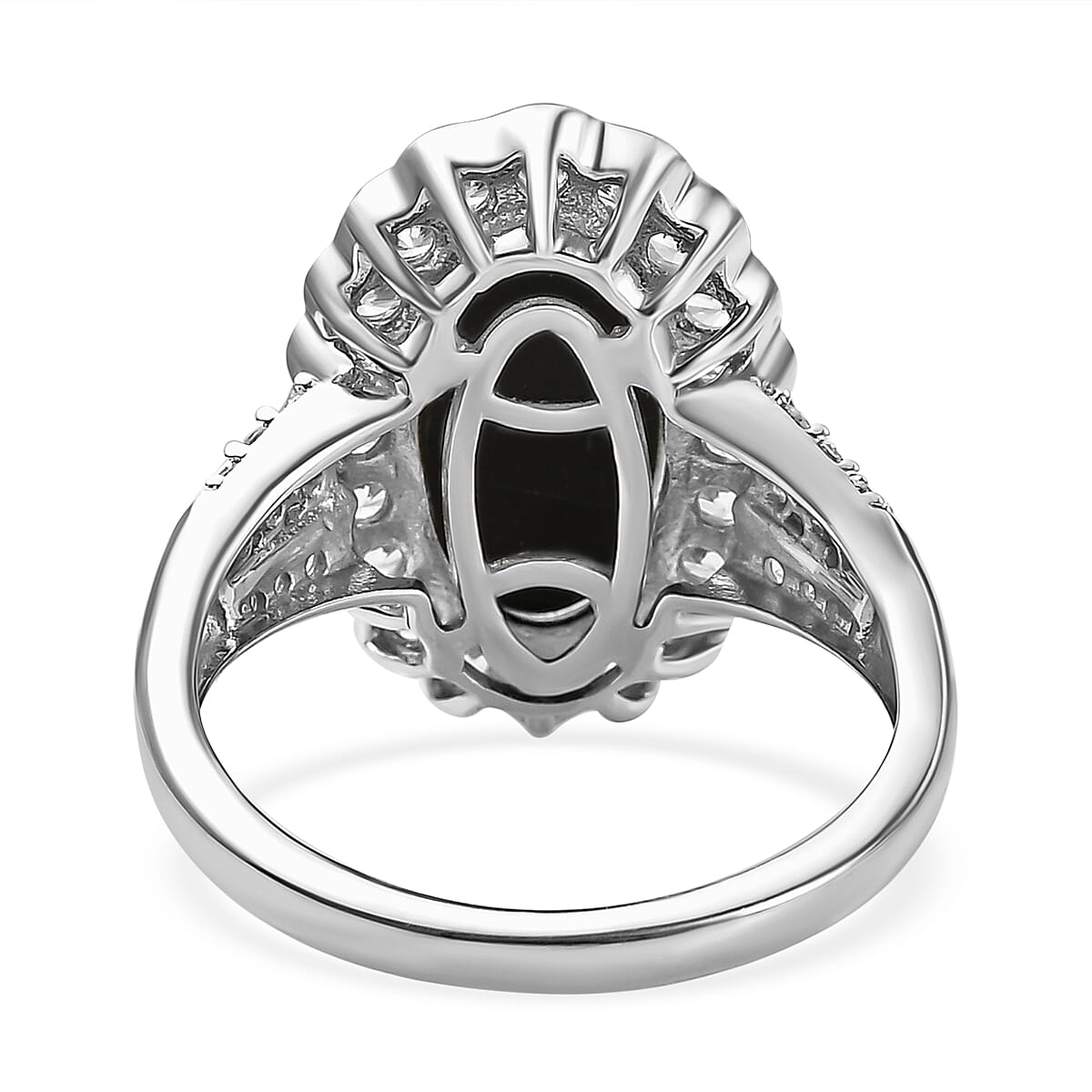 Ammolite and Natural Zircon Ring in Platinum Overlay Sterling Silver 3.95 Ct. 7043374 5