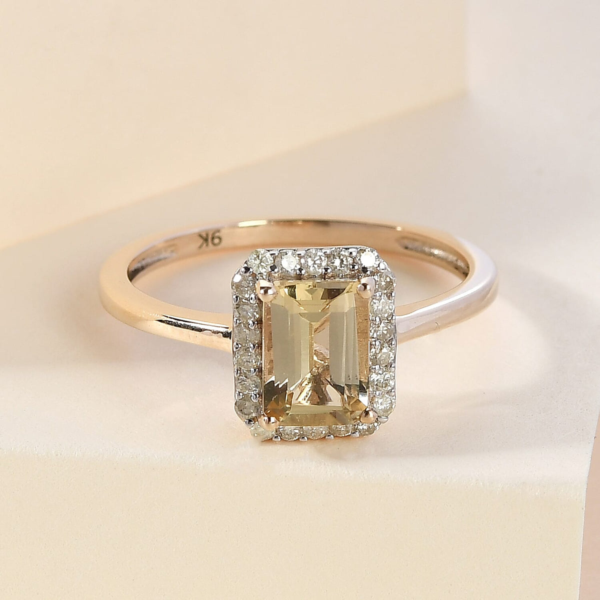 AA Imperial Topaz and Diamond 1.31 Ct. Halo Ring in 9K Yellow Gold 7306209 2