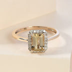 9K Yellow Gold AA Imperial Topaz and Diamond Halo Ring 1.31 Ct.