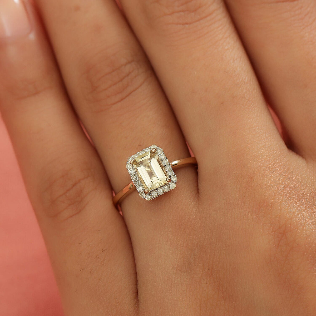 AA Imperial Topaz and Diamond 1.31 Ct. Halo Ring in 9K Yellow Gold 7306209 3