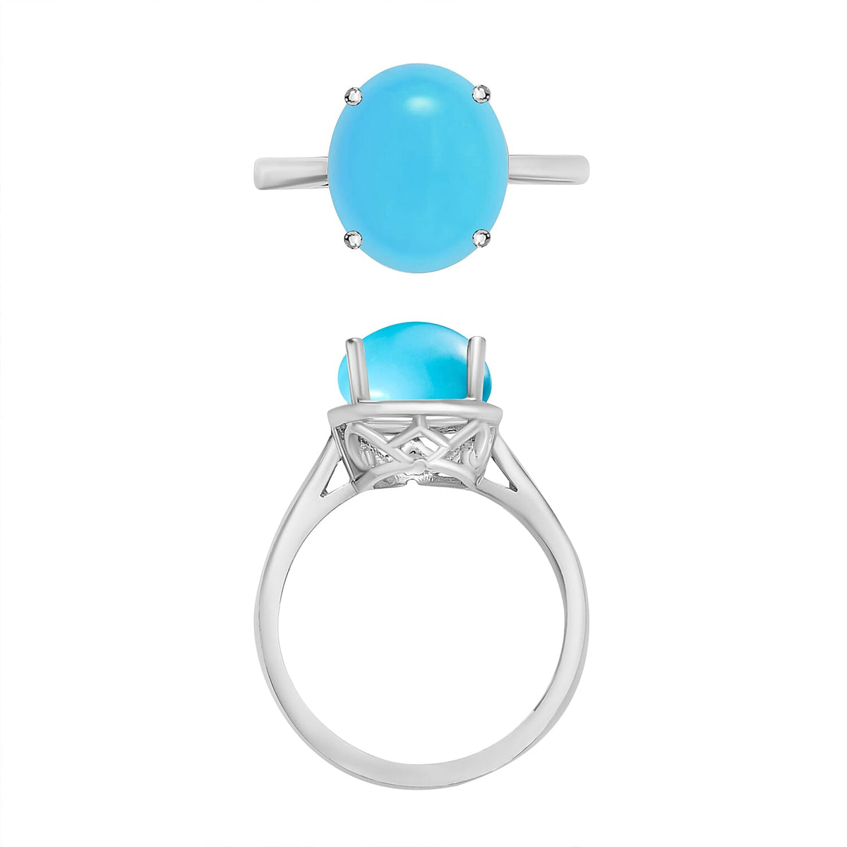 AA Sleeping Beauty Turquoise Solitaire Ring in Platinum Overlay Sterling Silver Wt. 5.5 grams, 2.60 Ct 8003556 4