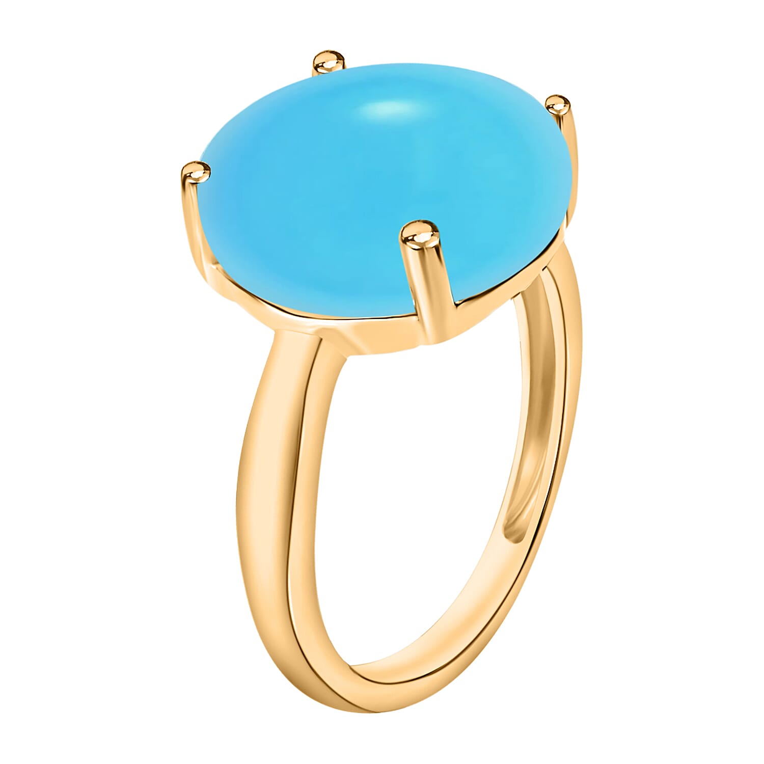 AA Sleeping Beauty Turquoise Solitaire Ring in Vermeil Yellow Gold Sterling Silver Wt. 5.5 grams, 4.520 Ct 8003743 2