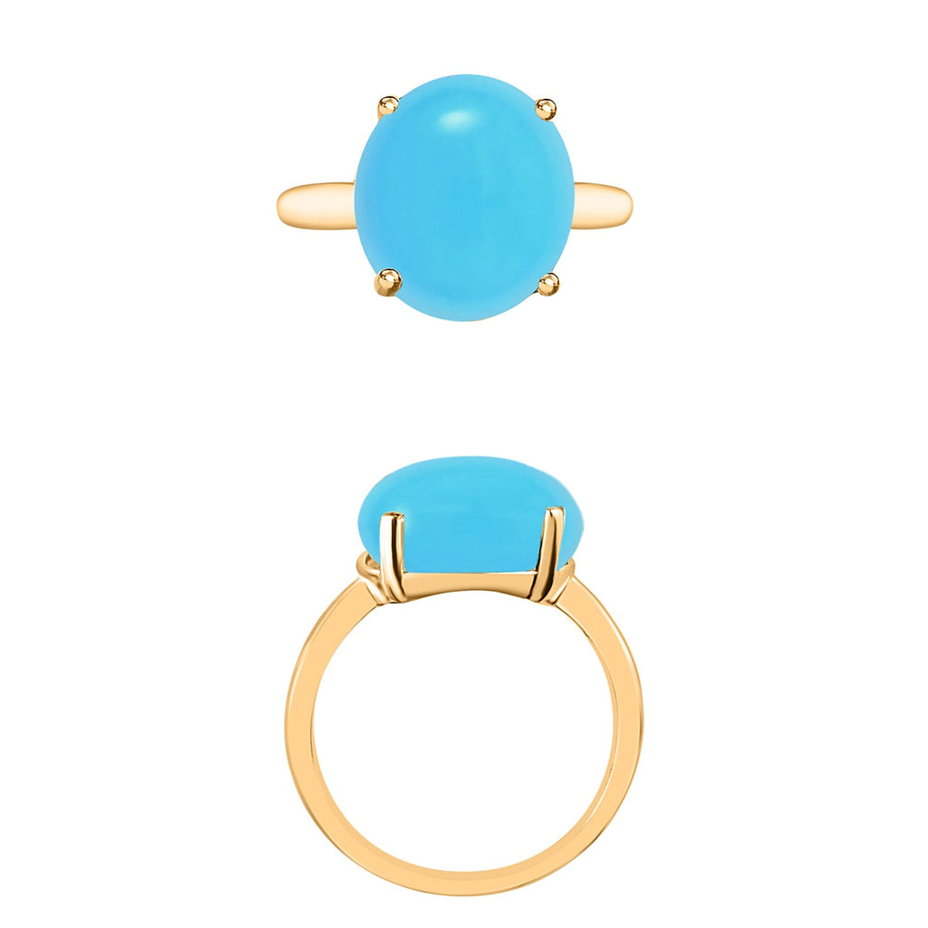 AA  Sleeping Beauty Turquoise  Solitaire Ring in Vermeil YG Sterling Silver 4.50 ct,  Silver Wt. 5.5 Gms  4.520  Ct.
