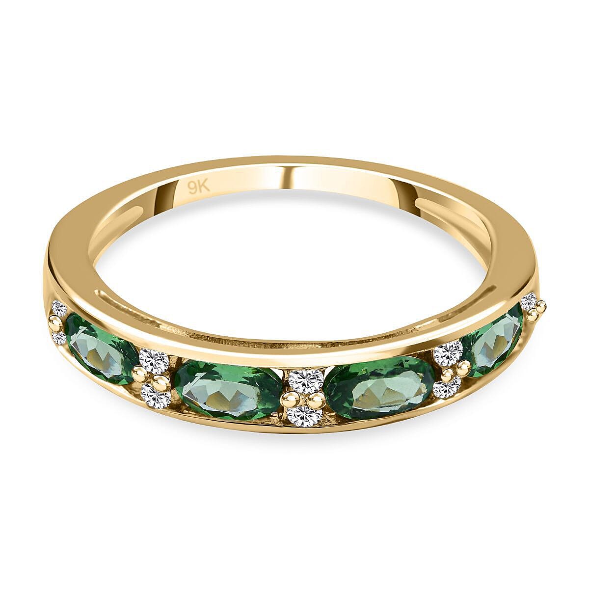 9K Yellow Gold Tsavorite Garnet and Natural Zircon Half -Eternity Wedding Band Ring 1.20 Ct. 7173059 2