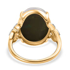 9K Yellow Gold AAA Boulder Opal with White Diamond Ring 6.58 Ct.