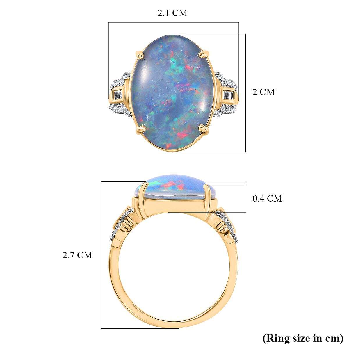 AAA Boulder Opal with White Diamond Ring in 9K Yellow Gold - 6.58 Ct 7961624 6