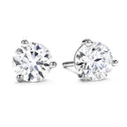14K White Gold AAA Cubic Zirconia Stud Earrings (With Push Back) 1.50 Ct.
