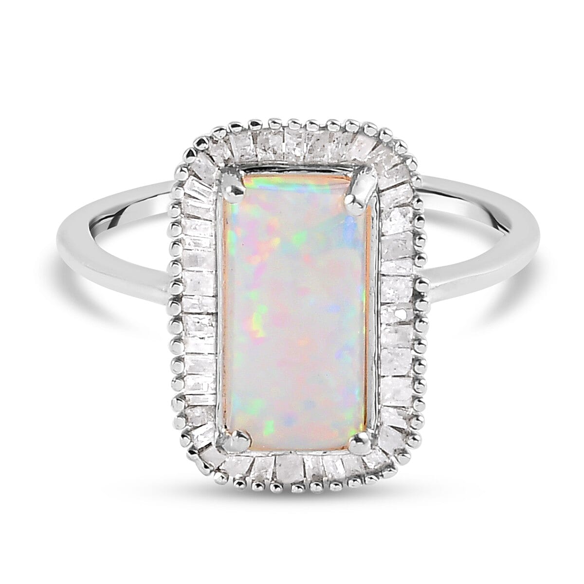 AAA Ethiopian Welo Opal and Diamond Halo Ring in Platinum Overlay Sterling Silver 2.22 Ct. 3828676 1
