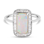 AAA Ethiopian Welo Opal and Diamond Halo Ring in Platinum Overlay Sterling Silver 2.22 Ct.