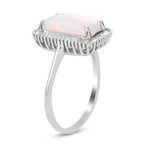 AAA Ethiopian Welo Opal and Diamond Halo Ring in Platinum Overlay Sterling Silver 2.22 Ct.