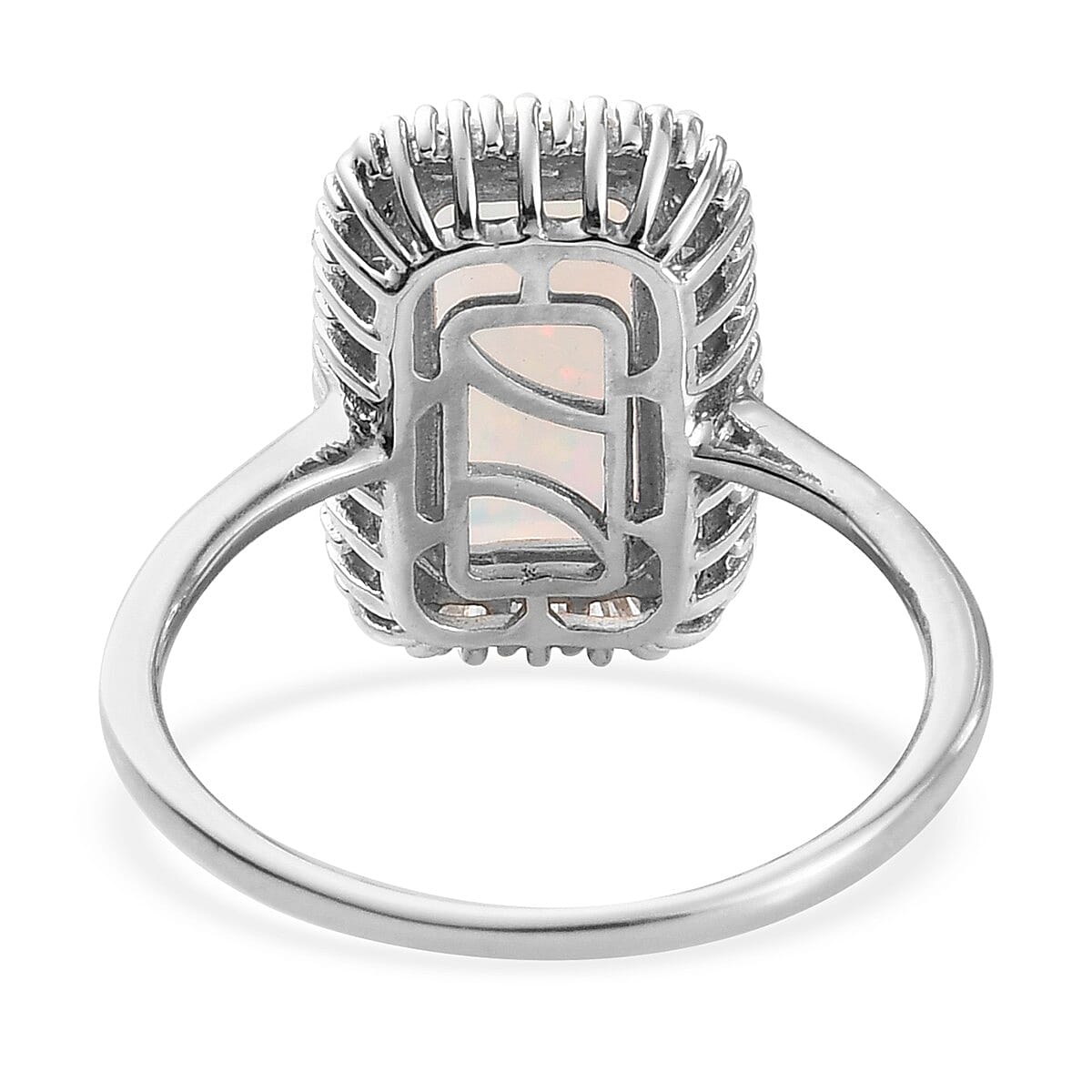 AAA Ethiopian Welo Opal and Diamond Halo Ring in Platinum Overlay Sterling Silver 2.22 Ct. 3828676 9