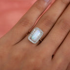 AAA Ethiopian Welo Opal and Diamond Halo Ring in Platinum Overlay Sterling Silver 2.22 Ct.