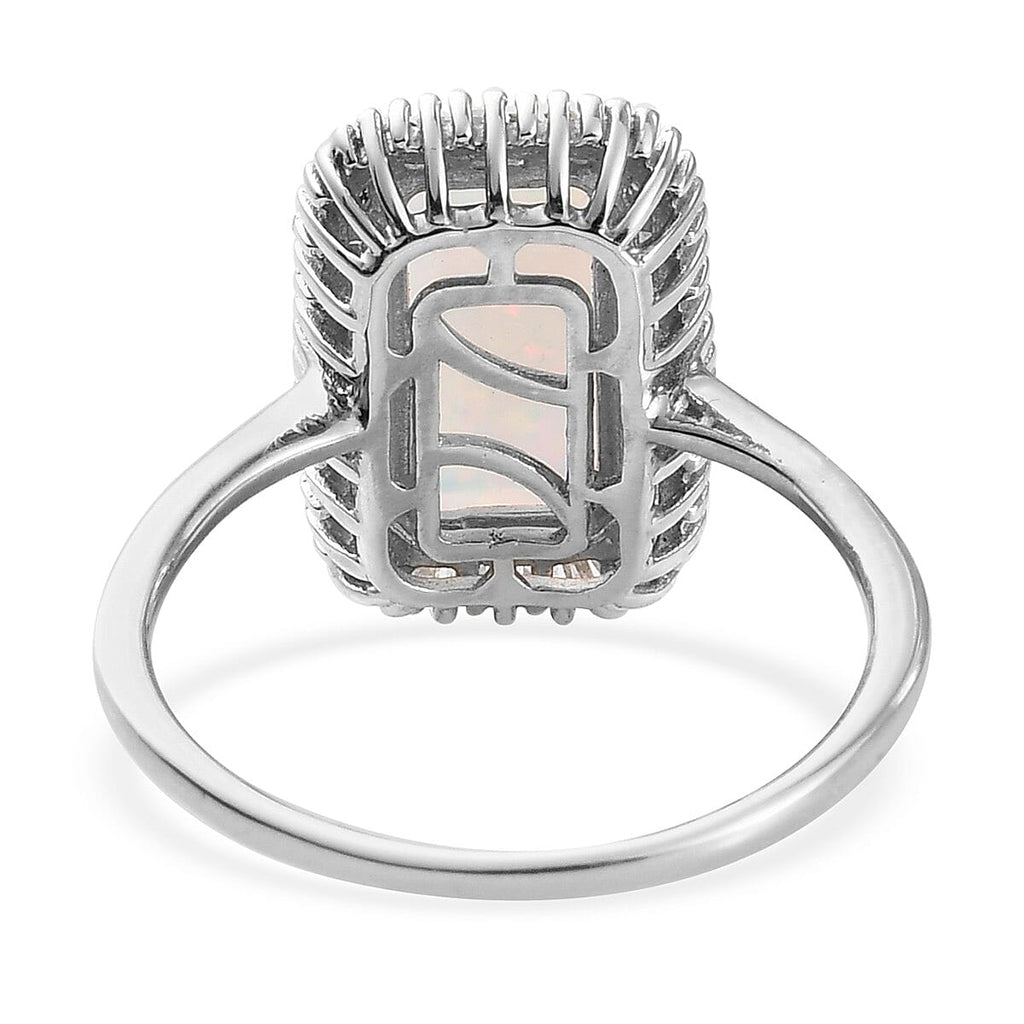AAA Ethiopian Welo Opal and Diamond Halo Ring in Platinum Overlay Sterling Silver 2.22 Ct.