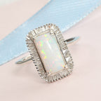 AAA Ethiopian Welo Opal and Diamond Halo Ring in Platinum Overlay Sterling Silver 2.22 Ct.