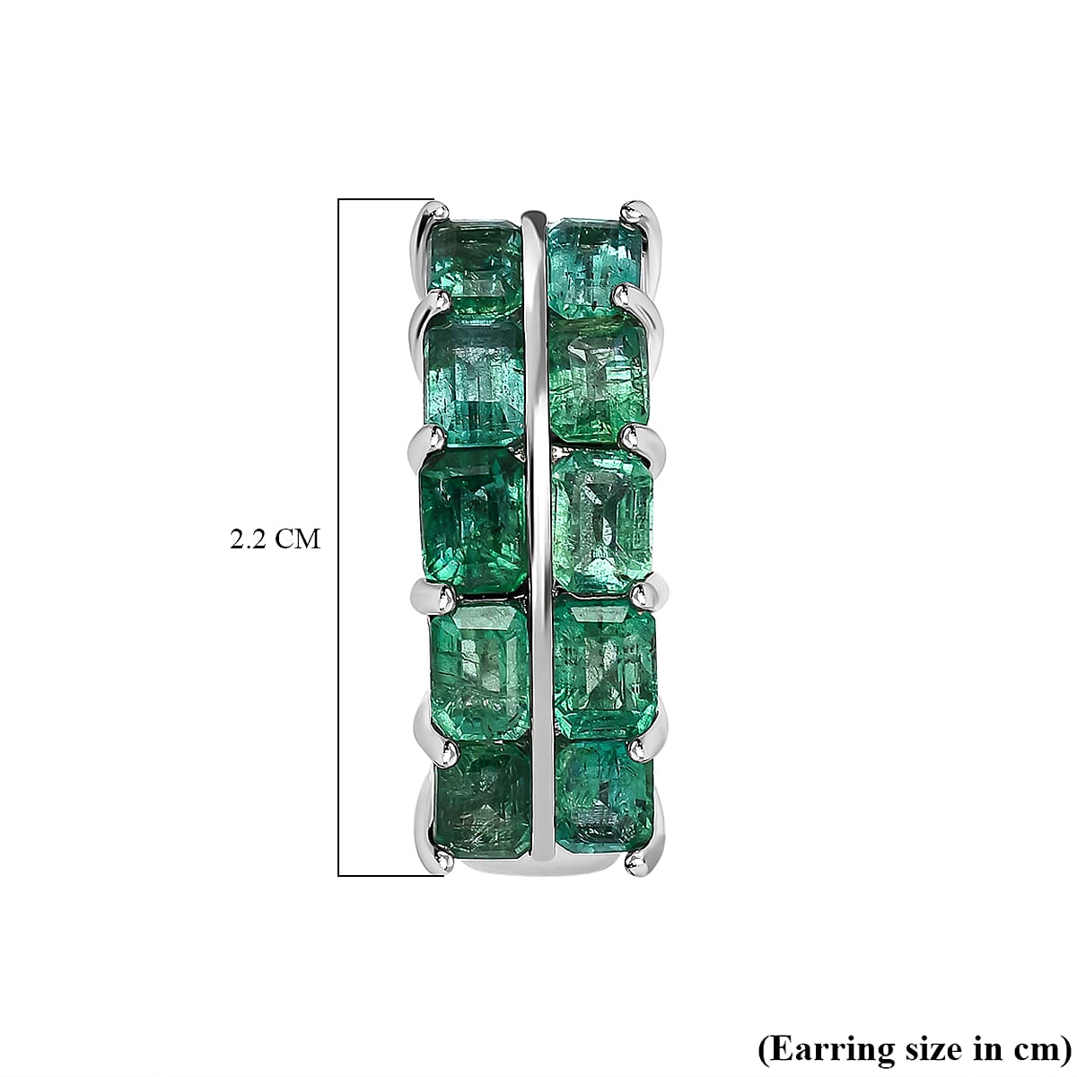 AAA Gemfields Emerald Hoop Earrings in Rhodium Overlay Sterling Silver 4.13 Ct, Silver Wt. 6.37 Gms 7527177 5