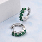 AAA Gemfields Emerald Hoop Earrings in Rhodium Overlay Sterling Silver 1.56 Ct