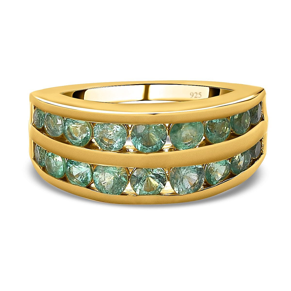 AAA Gemfields Emerald Ring in 18K Vermeil Yellow Gold Plated Sterling Silver 1.706 Ct, Silver Wt 5.15 Gms 7384063 0
