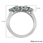 AAA Gemfields Emerald and Natural Cambodian Zircon Cluster Ring in Rhodium Overlay Sterling Silver 1.92 Ct.