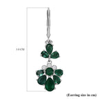 AAA Gemfields Emerald and Natural Zircon Dangle Earrings in Rhodium Overlay Sterling Silver 3.45 Ct.