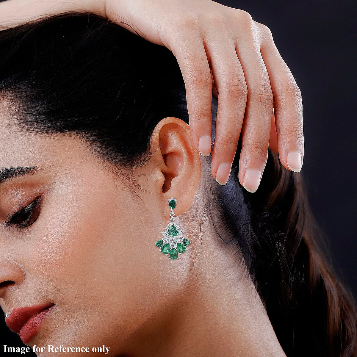 AAA Gemfields Emerald and Natural Cambodian Zircon Earrings (with Push Back) in Sterling Silver 4.993 Ct. 7315393 2