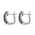 AAA Gemfields Emerald and Natural Zircon Hoop Earrings in Rhodium Overlay Sterling Silver 1.93 Ct