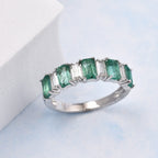 AAA Gemfields Emerald and Natural Zircon Half-Eternity Ring in Rhodium Overlay Sterling Silver 2.00 Ct