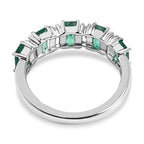 AAA Gemfields Emerald and Natural Zircon Half-Eternity Ring in Rhodium Overlay Sterling Silver 2.00 Ct