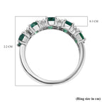 AAA Gemfields Emerald and Natural Zircon Half-Eternity Ring in Rhodium Overlay Sterling Silver 2.00 Ct