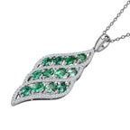 AAA Gemfields Emerald and Natural Zircon Pendant in Rhodium Overlay Sterling Silver 2.66 Ct.