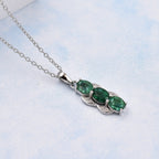 AAA Gemfields Emerald and Natural Zircon Pendant with Chain (Size 18-2 Ext.) in Rhodium Overlay Sterling Silver 1.05 Ct.
