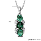 AAA Gemfields Emerald and Natural Zircon Pendant with Chain (Size 18-2 Ext.) in Rhodium Overlay Sterling Silver 1.05 Ct.